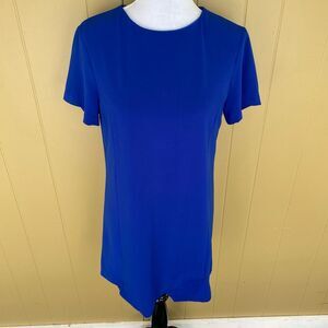 Wells Grace women M Crewneck short sleeve angled cut blue dress
